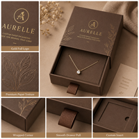 Boîte sur mesure en carton crème pour ensemble de colliers, avec insert incliné, étui rigide en papier, fabrication OEM