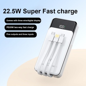 Chargeur intelligent à grande capacité avec alimentation rapide, câbles Type C intégrés, batterie externe 20000 mAh PD20W, logo personnalisé - Product Image 3