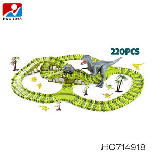 Niños dinosaurio carril paraíso juego conjunto 220 piezas DIY libre montar órbita juguetes educación juguete coche pista - Product Image 6