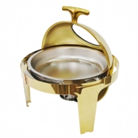 Ensemble de réchauds de luxe à couvercle roulant, chauffe-plats commerciaux en acier inoxydable pour buffet avec supports à combustible, équipement de restauration