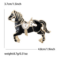 Vente en gros directe usine : Lot de 4 broches en alliage, motif cheval, style européen et américain, créatives et personnalisées, pour femme, idéales pour fêtes et cadeaux de fiançailles
