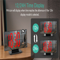 Horloge numérique à projection 3D personnalisée avec alarme, radio murale et projecteur LED pour chambre à coucher