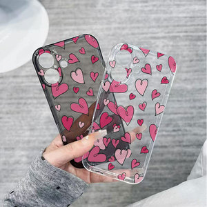 Funda Colorida con Corazón para iPhone 17, para iPhone 15 Transparente 16 Pro, Estilo Europeo y Americano 14 Pro Max, Resistente a Caídas 13 - Product Image 1