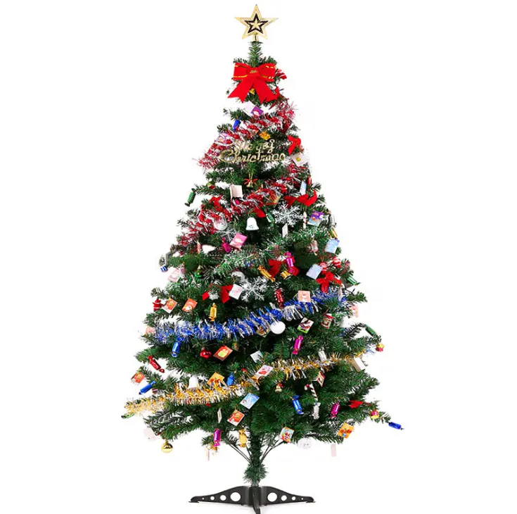 Amazon Hot selling Pvc Christmas Decorations Eco Friendly DIY 1.5m Artificial PVC Luxury Artificial Decoration Christmas Tree