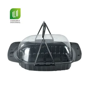 Disposable Plastic Trays Take Away Food Container Plastic Roast Chicken Box with Lid