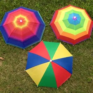 Barato fabricante de China al aire libre manos libres paraguas impermeable colorido sombrero paraguas para niños