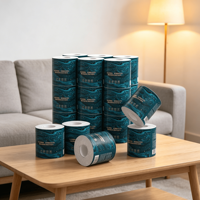 Papier toilette en gros personnalisé gaufré en pâte de bois vierge, doux, respectueux de la peau, en paquet souple, écologique