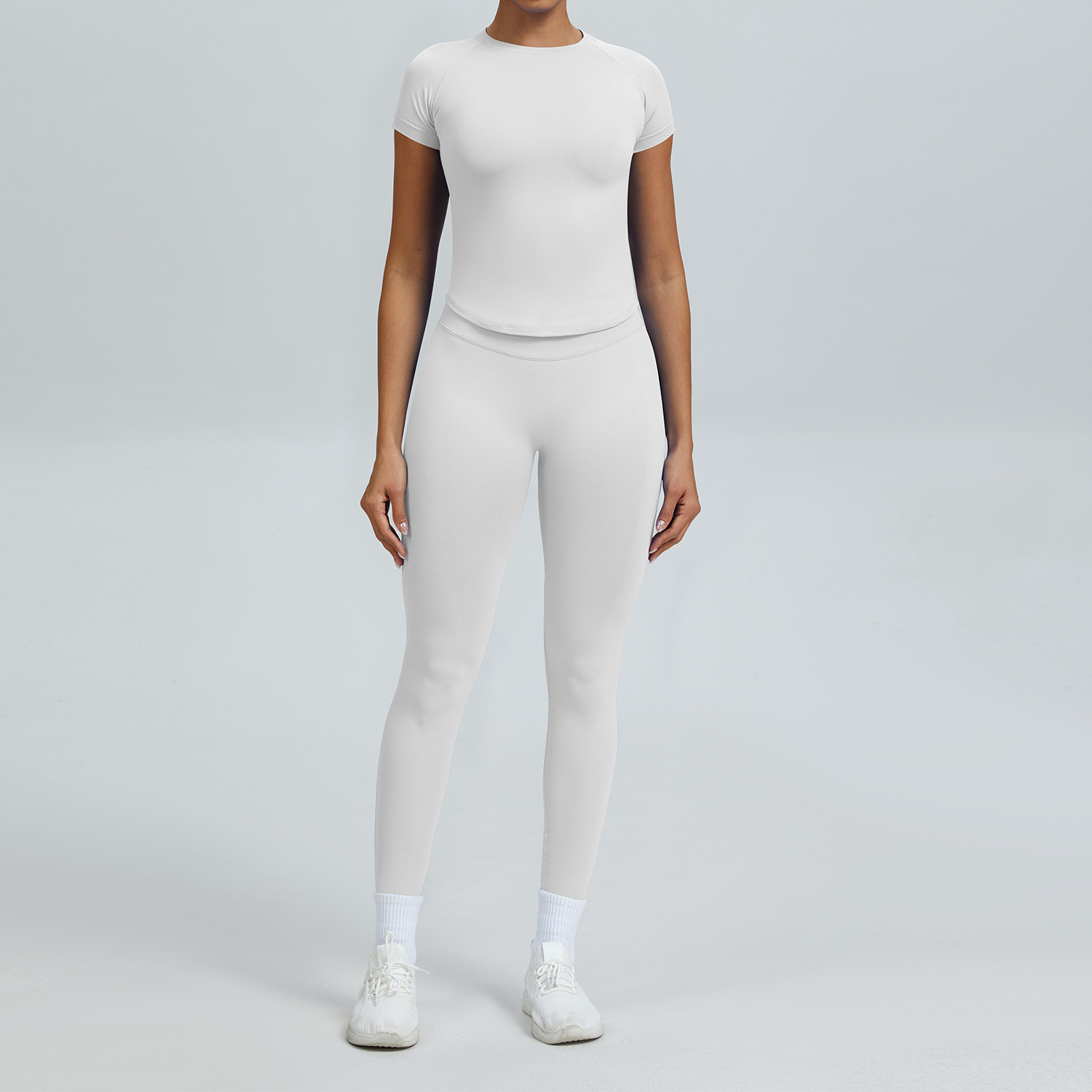 Maniche corte+leggings (bianco)