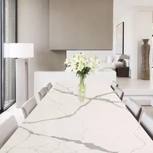 Hoja de piedra artificial Calacatta Montana de estilo moderno, suelo blanco, gris, rama fina, rayas, losas de cuarzo, encimeras naturales - Product Image 4