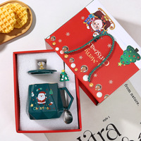 Tasse en céramique avec motif de poignée Joyeux Noël Tasses à café avec couvercle Cadeaux d'affaires de mode