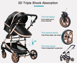 JXB High Landscape Luxury Pushchair Compact Baby Travel Buggy Foldable Children Stroller 3 in 1 Lightweight <strong>Prams</strong> and Pushchairs - Product Image 4