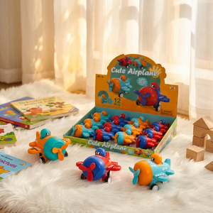Cute Airplane Friction Toy <b>Plastic</b> Press <b>Slide</b> Plane Toy for Kids Counter Display - Product Image 2