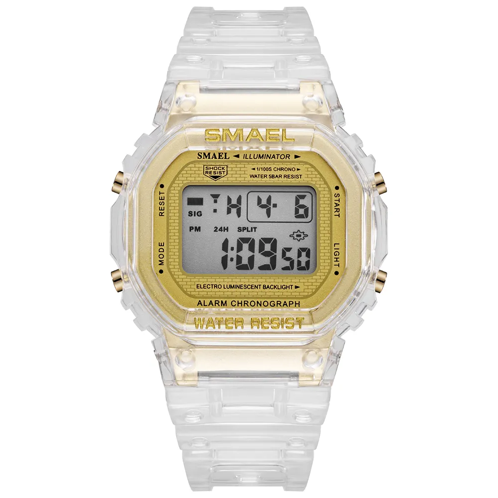 SMAEL 1905T reloj transparent electronic colourful sports watch jam tangan square digital led plastic watch