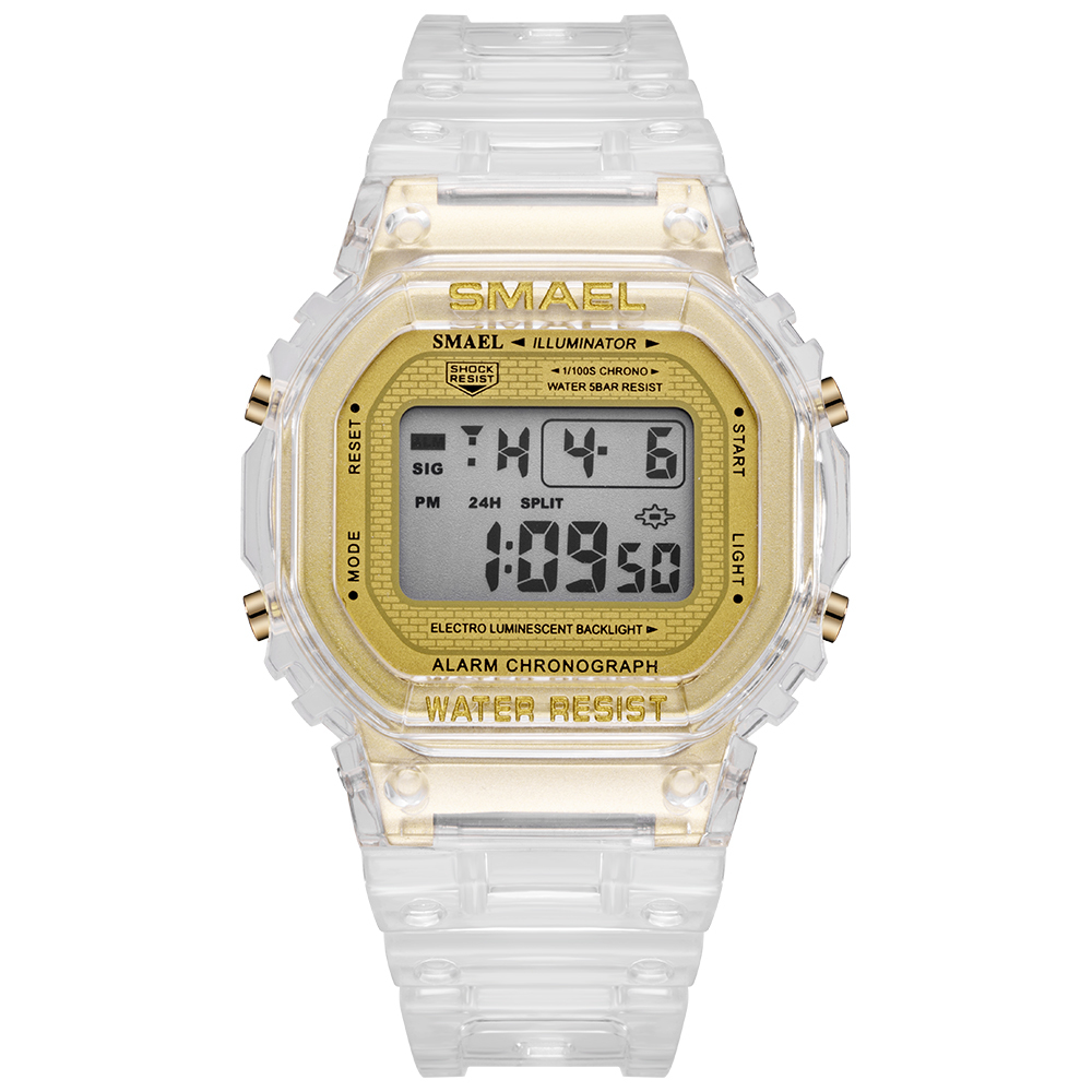 Прозрачные электронные цветные спортивные часы SMAEL 1905T reloj, квадратные цифровые светодиодные пластиковые часы jam tangan