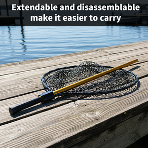Épuisette <span class=keywords><strong>de</strong></span> pêche <span class=keywords><strong>pour</strong></span> bateau avec poignée télescopique en aluminium extra large et maille en PVC <span class=keywords><strong>pour</strong></span> truite basse - Product Image 3