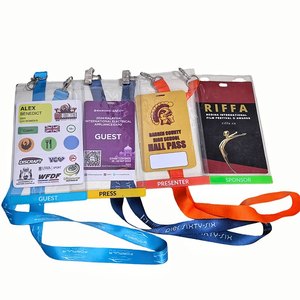 Porte-<span class=keywords><strong>badge</strong></span> en PVC extra large personnalisé Matériau souple transparent avec <span class=keywords><strong>pochette</strong></span> pour carte d'identité en métal Pochettes pour exposition <span class=keywords><strong>de</strong></span> conférence - Product Image 5