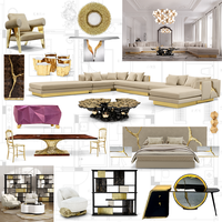 Ensemble de table à manger de luxe moderne, plateau ovale en marbre noir et blanc, mobilier de salle à manger design pour grande villa, manoir