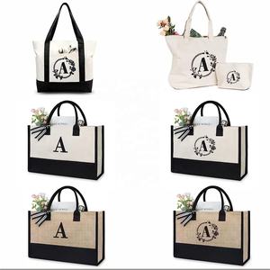 Sacs Fourre-Tout en Toile de Luxe Écologiques de <span class=keywords><strong>Haute</strong></span> Qualité, Impression Personnalisée Logo Lettre Réutilisable Souvenir Mariage - Product Image 4