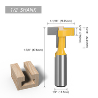 LAVIE 12mm 1/2' Shank T-Slot Tungsten Carbide Slotting  Router Bits Woodworking C MC03003