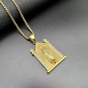 Yunnique – collier avec pendentif en diamant plaqué or en acier inoxydable, bijoux Hip Hop unisexes, cadeau - Product Image 3