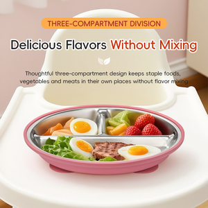BPA Free Phthalate Free Multifunctional Baby Feeding Set Divided Suction Plate Two Ear Food Bowl 8 Piece - Product Image 2