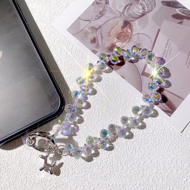 Beaded Phone Charm Wrist Strap Glitter Crystal Lanyard Chain Sparkling Wristlet Bracelet for Women Wholesale Phone Accessories