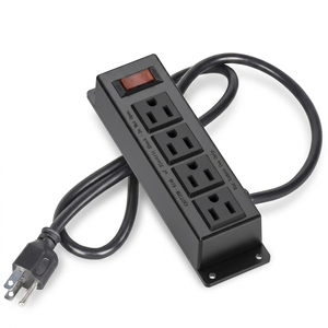 Wall Mountable <strong>Plug</strong> <strong>with</strong> Socket Power Strip <strong>Lighted</strong> Circuit Breaker 4 AC Outlets Power Socket Global for Home Office Desktop - Product Image 1