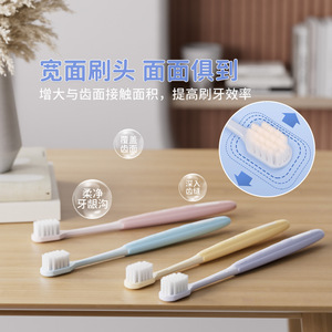 Soft Bristle <b>Toothbrush</b> For Adults Home Use Wide <b>Head</b> Gentle Gum Care Pink Blue Yellow Purple Colors - Product Image 3