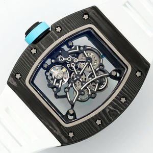 Reloj de Fibra de Carbono Premium con Superficie de Zafiro, Movimiento Visible Refinado y Diseño Popular de Correa de Goma - Product Image 6