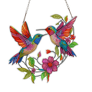 Pendentif de peinture <span class=keywords><strong>diamant</strong></span>ée DIY transfrontalier, best-seller, motif colibri, artisanat acrylique 5D à diamants brillants simple face - Product Image 5