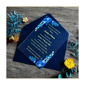 Creative Traditional Transparent Floral PVC Acrylic Birthday Anniversary Wedding Invitation Card Set Custom Design