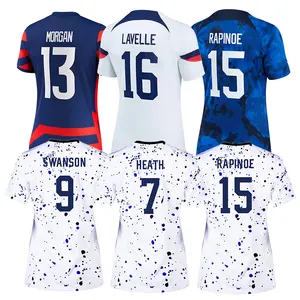 美国女式球衣白色足球球衣2023主场世界罗德曼斯旺森亚伦森13 # 摩根足球制服女童套装