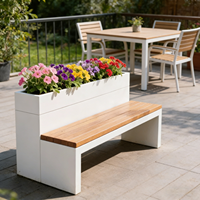 Banc de jardin moderne en acier inoxydable avec jardinière intégrée pour terrasse extérieure, écologique, pour cour et jardin