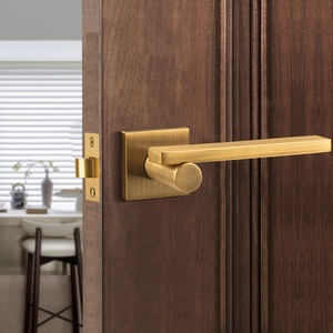 Poignée de porte moderne en laiton avec verrouillage de confidentialité, design élégant, installation facile pour chambre, salle de bain, salle à manger, bâtiment commercial, maison, bureau - Product Image 3