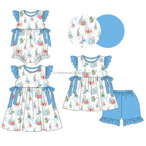 Preventa MOQ 5, Ropa Infantil de Algodón Orgánico con Estampado de Leopardo y Conejitos para Niñas, Ropa Infantil al por Mayor, Nueva Moda, Precio de Fábrica - Product Image 6