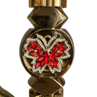 Ensemble complet : Chicha classique ornée de strass « Papillon et Couronne Arc-en-ciel»