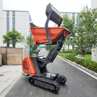 Mini-dumper sur chenilles 0,8 tonne, transporteur hydraulique à chenilles pour l'aménagement paysager et l'entretien des propriétés