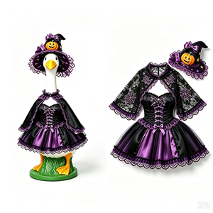 Disfraz personalizado para pato de porche, disfraz para estatua de pato de porche, ropa para figurina de cisne de exterior de Halloween, ropa para mascotas, disfraz de vestido de bruja - Product Image 1