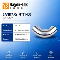 Raccord NPT Bayou-Lok en acier inoxydable sanitaire ASME BPE316L, coude à souder à 45 degrés, polissage miroir Ra0.4µm Classe 3A, basse pression