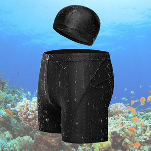 Maillot de bain pour hommes avec capuche noir imperméable grande taille pour la natation et les sports nautiques - Product Image 1