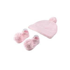 Chaussettes pom poms pour nouveau-né, en coton rose, avec chapeau, pour bébé, nouvelle collection 2018 - Product Image 1