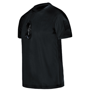 DFT0301 T-shirts de sport en polyester à col rond, coupe ajustée, avec crochet pour lunettes et patch à fixation auto-agrippante, en promotion - Product Image 5