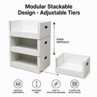 Présentoir de sol modulaire promotionnel en carton, étagère en papier à niveaux, vente en gros pour supermarchés, OEM ODM