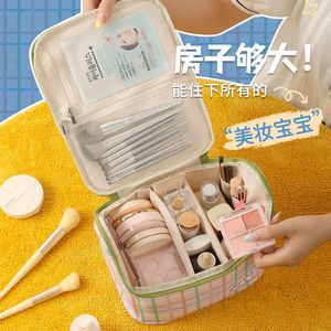 Large Capacity Makeup Bag With Zipper And Mesh Pockets For Cosmetic <b>Storage</b> Portable <b>Toiletry</b> Case For Women Home Use - Product Image 1