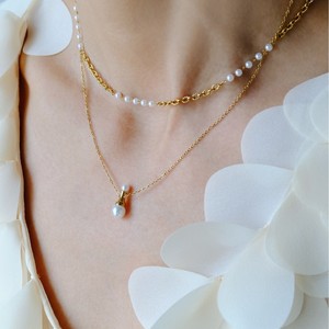 สร้อยคอจี้รูปทรงเรขาคณิตเล็กประดับมุกเทียม โซ่สแตนเลสชุบทอง ดีไซน์ทันสมัยสำหรับผู้หญิง - Product Image 3