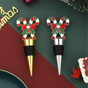 <b>Christmas</b> <b>Candy</b> <b>Cane</b> Wine Stopper Gold And Silver Zinc Alloy Bottle Sealer Holiday Gift - Product Image 4