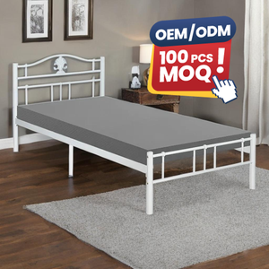 เตียงเหล็กโครงเตียงเหล็กเดี่ยวสีขาวเตียงเหล็กทนทานสำหรับห้องนอนที่ทันสมัยสำหรับหอพัก - Product Image 1