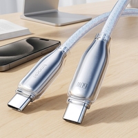 Câble de charge rapide USB-C vers USB-C transparent 60W, conception tressée, conducteur en cuivre pur, gaine en nylon pour iPhone 17 Pro Max et ordinateur