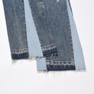 Jeans évasés déchirés en gros, streetwear pour hommes, jeans évasés vintage en patchwork - Product Image 6
