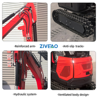 ZIVEAO Excavator Mini Berukuran Kecil dengan Silinder Hidrolik, Aksesoris Bucket, Excavator Multifungsi untuk Kebun, Excavator Mobile